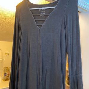 american eagle soft & sexy grey long-sleeve top